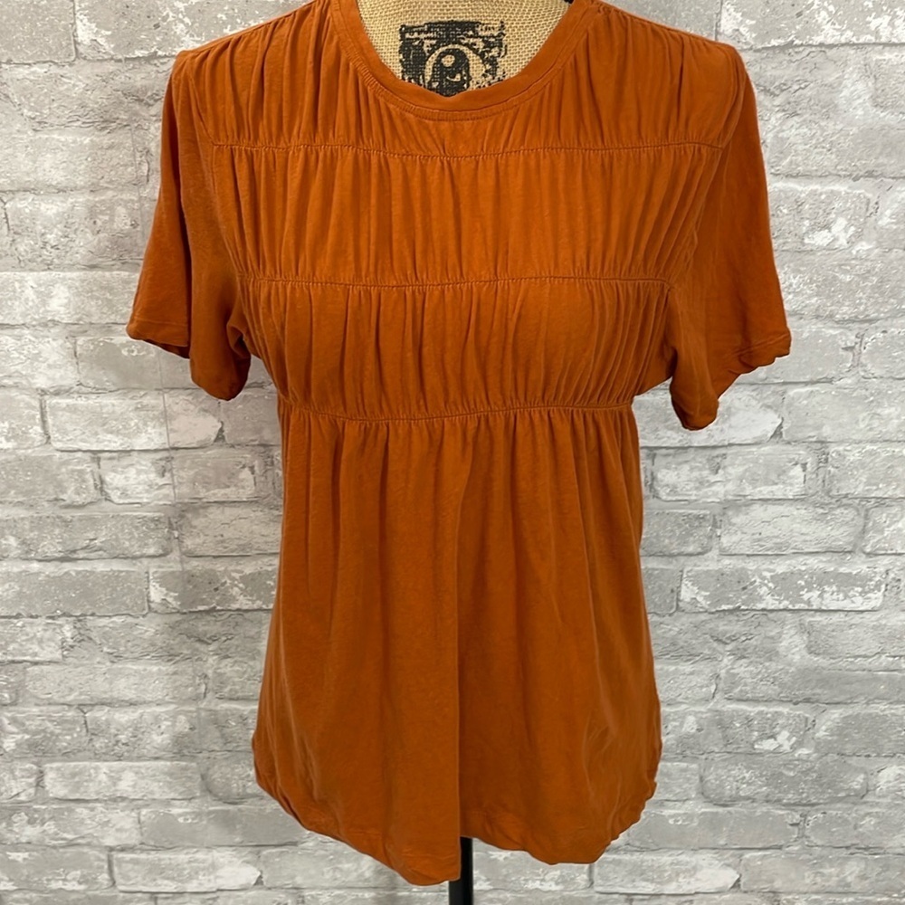 Everlane Burnt Orange Smocked Tee
